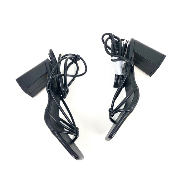 NIB Lemonade ‘Ballerine’ Knotted Strappy Square Toe Block Heel - Picture 7 of 16